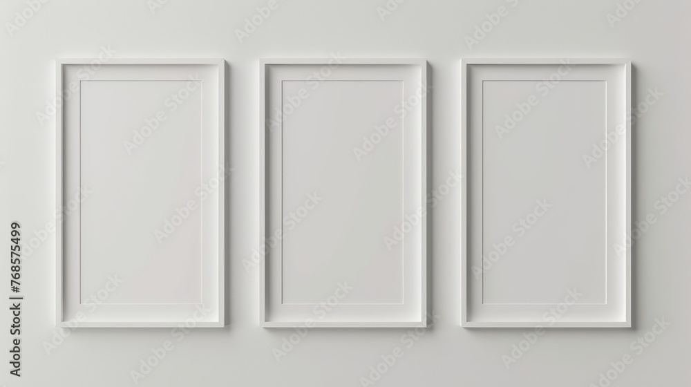 Poster a4 empty white picture frame mockup template isolated on white background.