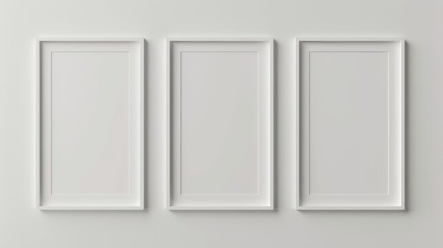A4 empty white picture frame mockup template isolated on white background.