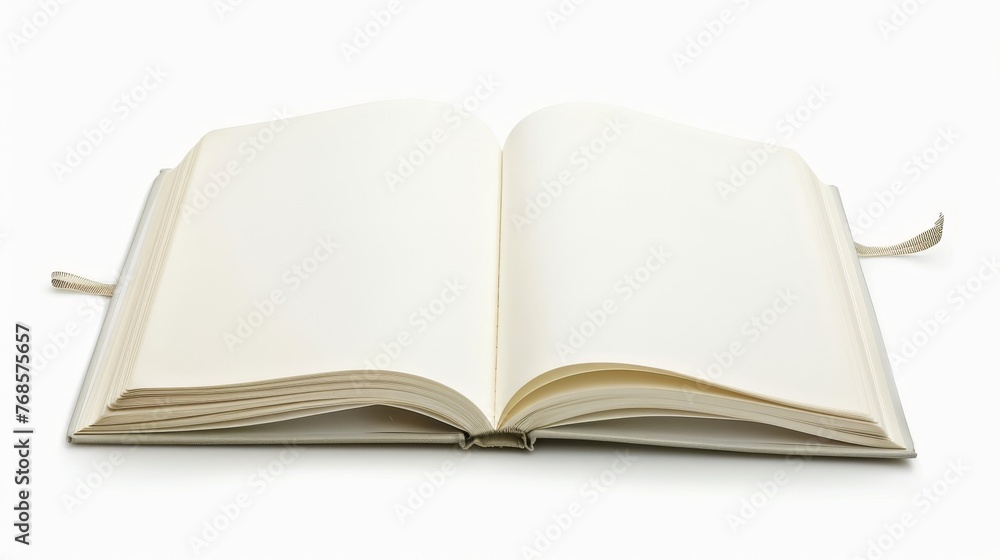 Poster A blank white notebook on a white background with a clipping path in the center