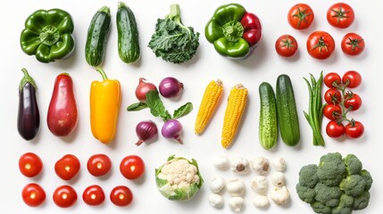 Vegetable collection on white background