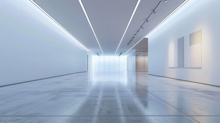 Lights and empty wall of a gallery