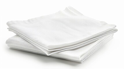 Two white napkins stacked with clipping path included.