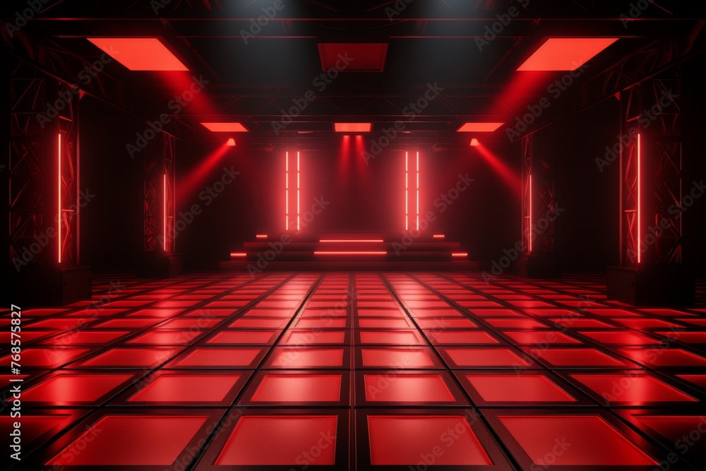 Poster engaging light display enhancing an empty stage for captivating visual experience