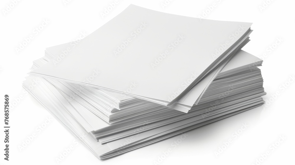 Aufkleber The stack of white papers is isolated on a white background with a clipping path