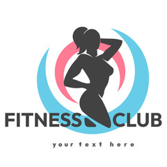 Fitness Women Silhouette Gym Club Fitness Center Logo Design