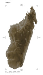 Madagascar shape isolated on white. Sepia elevation map © zelwanka