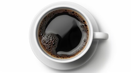Clipped path of a white cup of black coffee isolated on a white background