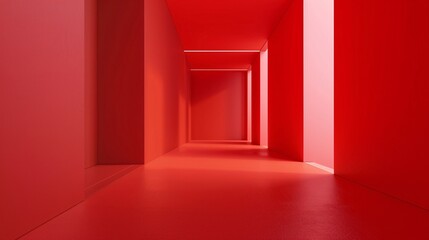 Red abstract minimalist interior 