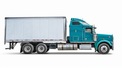 Isolated American cargo truck on white background