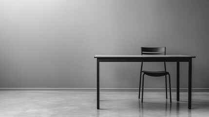 Office table in working room empty wall minimal style
