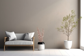 Minimalist lounge with natural accents