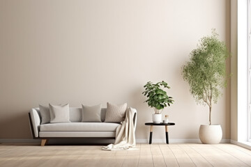 Minimalist chic living room with natural accents