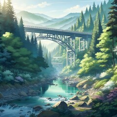 Obraz premium bridge in the mountains