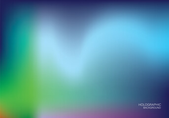 Holo Lights. Vector colorful Hologram Dreamy Background. Rainbow Iridescent Gradient. Minimalist Holographic Fluid Wallpaper. Neon Opalescent Banner. Modern Tech Music Design.