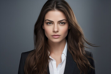 Fototapeta premium Confident Businesswoman Portrait on Grey Background