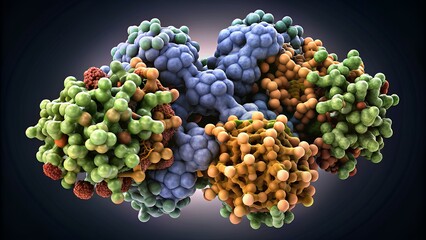 Detailed 3D Model Illustrating Enzyme-Substrate Interaction: Exploring Molecular Design and Biochemical Catalysts