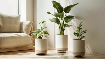 Obraz premium Indoor Plants Basking in Sunlight by the Window. Generative ai