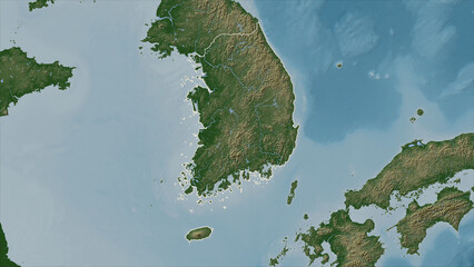 South Korea outlined. Pale elevation map © zelwanka