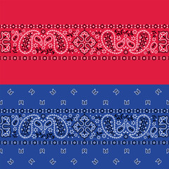 Classic seamless paisley bandana border. Vector illustration.