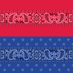 Classic seamless paisley bandana border. Vector illustration.
