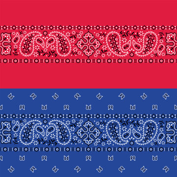 Classic seamless paisley bandana border. Vector illustration.