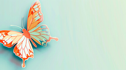 3D paper cut butterfly on pastel green background