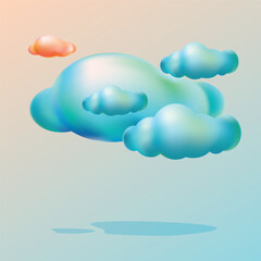 3d Clouds isolated on space gradient background