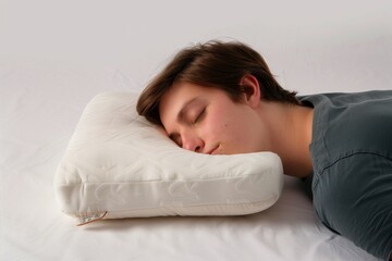 profile view of a person resting head on an orthopedic pillow