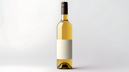 White Wine Bottle with Blank Label- space for text or logos, white background, isolated