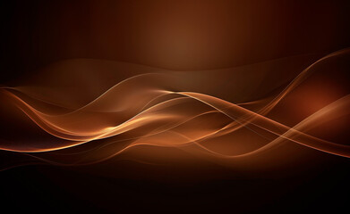 Abstract brown smoke waves on dark background. Concept of graphic design, modern art, desktop wallpaper, background texture