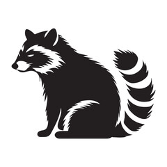 Obraz premium Raccoon silhouette black white vector illustrator