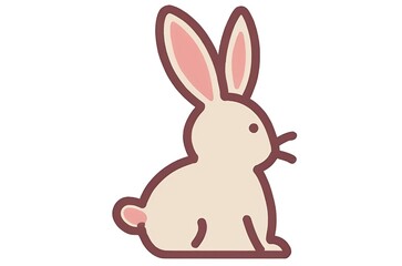 Icon rabbit thick line flat on white background