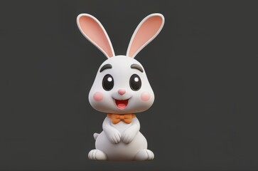 Isolated 3d cartoon rabbit over black background