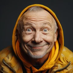 Foto op Plexiglas Close up of man laughing genuine joy macro detail of facial expression © charunwit