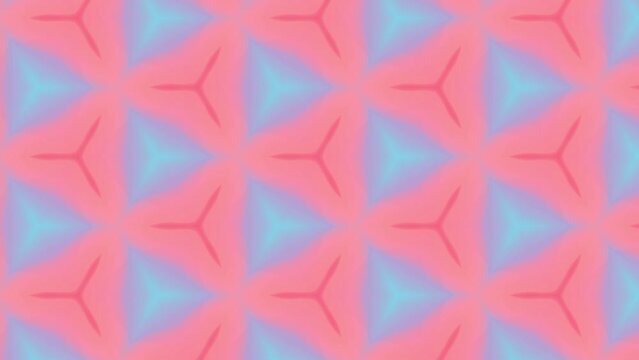 Transforming abstract triangle shapes animated pattern. Cyan blue, peach orange, lilac purple gradient mosaic. Geometric flat animation 4K. Fluorescent kaleidoscope motion background for intro, cover