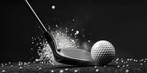 Dynamic Golf Swing in Action: Power and Precision Captured, Black and White Golf