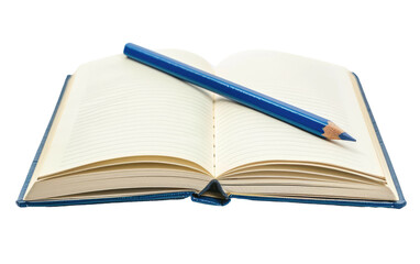 Unveiling the Notebook and Blue Pencil isolated on transparent Background