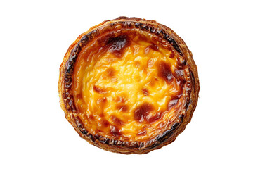 Top-down View of a Pastel de Nata isolated on transparent or white background, png