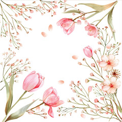 elegant background spring flower invitation card in watercolor
