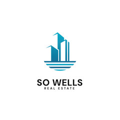 Real estate skyscraper symbol / icon isolated, building. Creative and elegant home illustration Logo design Property logo design