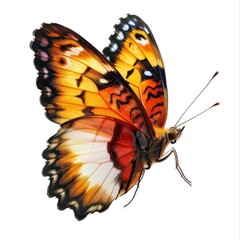Fototapeta na wymiar Beautiful colorful butterfly flying, isolated on white, professional photo