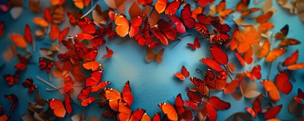 Heart of butterflies Valentine's day greeting card, copy space, professional photo
