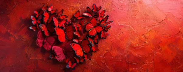 Foto auf Acrylglas Schmetterlinge im Grunge Heart of butterflies Valentine's day greeting card, copy space, professional photo