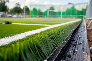 Obraz premium laying artificial turf on a football field