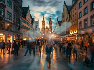 Fototapeta na wymiar Munich's Marienplatz Atmosphere