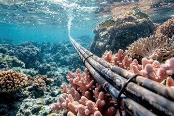 fiber optic cables lie at the bottom of the sea