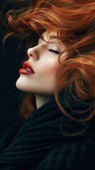 Fototapeta premium Stunning beautiful sensual woman with magnificent hair, professional studio fashion photo