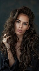 Fototapeta premium Stunning beautiful sensual woman with magnificent hair, professional studio fashion photo