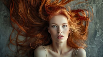 Fototapeta premium Stunning beautiful sensual woman with magnificent hair, professional studio fashion photo
