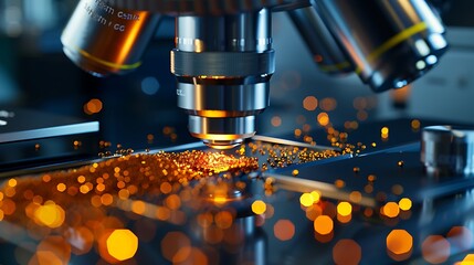 Detailed illustration of a metallurgical microscope examining the grain structure of an alloy revealing details critical to material science